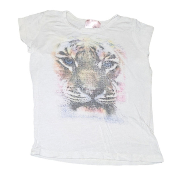 Chic GIRLZ White Short Sleeve Tee with Tiger on Front - Picture 1 of 3